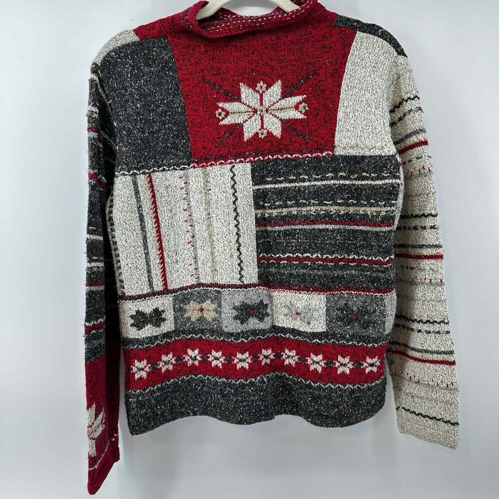 Northern Isles Womens Sweater Shirt Sz M Long Sleeve Pullover Winter Snowflake